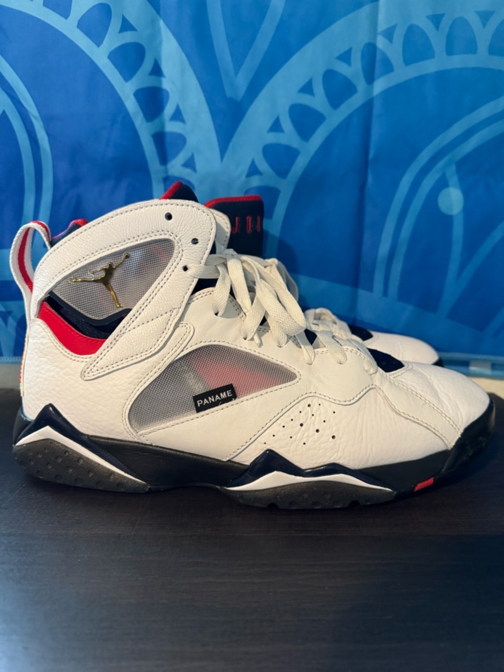 Jordan 7 Paris Saint- Germain White/Black/Red Men's Retro Basketball Sneakers